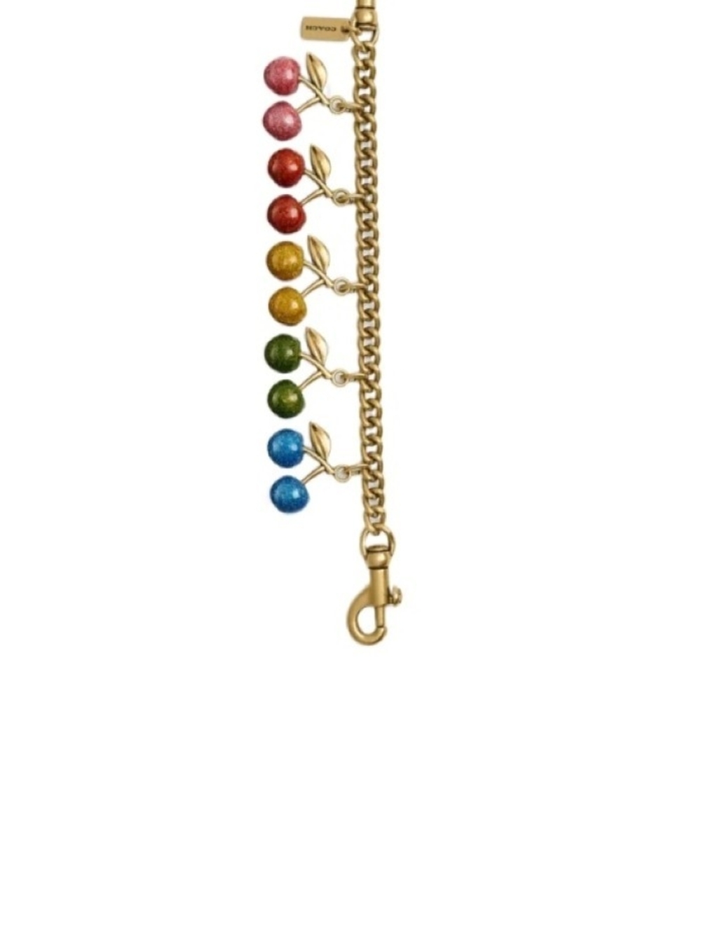 Coach Gold-Tone Multicolor Cherry Charm Bracelet by
